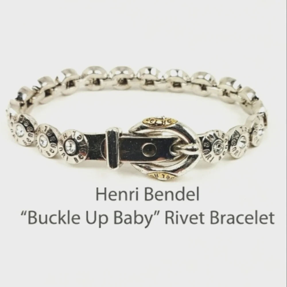 Henri Bendel Vintage "Buckle up Baby" Rivet Bracelet Silver - Picture 2 of 12